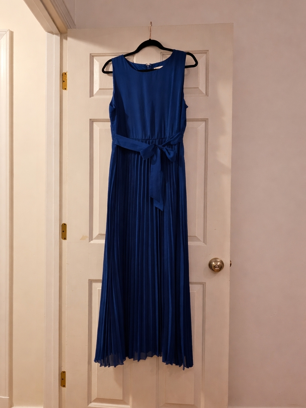 Cato Royal Blue Sleeveless Pleated Maxi Dress with Waist Sash